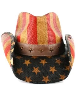 Cody James Men's Justice American Flag Drifter Straw Cowboy Hat -Cody James 099P25 PY D2