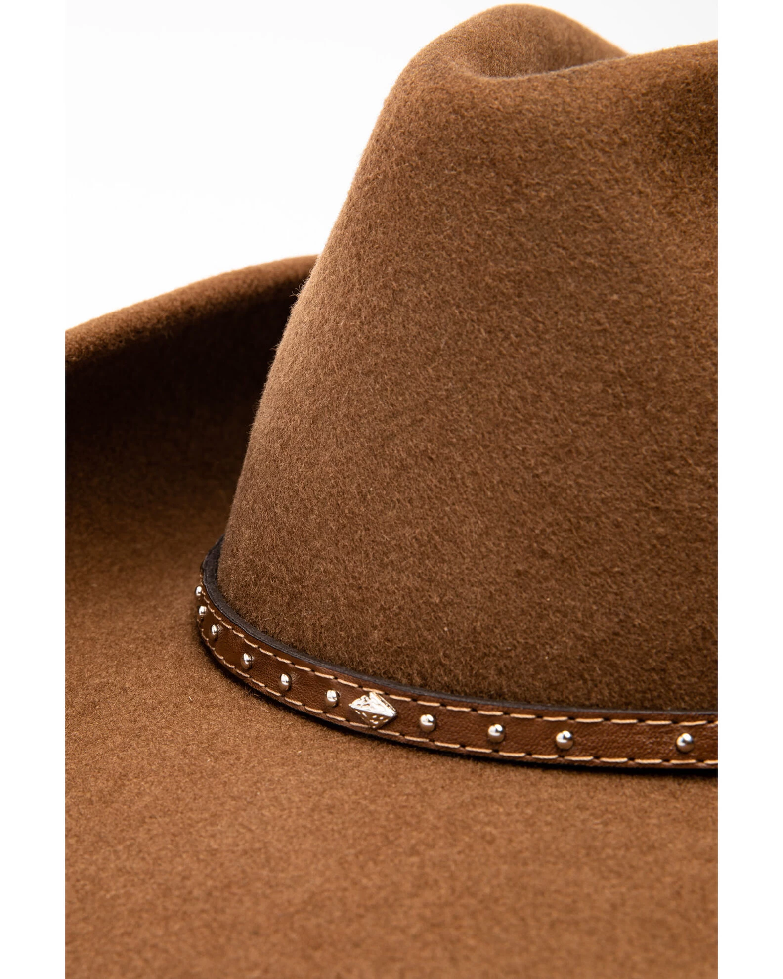 Cody James Men's Fawn Pinch Front Leather Stud Band Wool Hat 8 Cody James Men's Fawn Pinch Front Leather Stud Band Wool Hat - Image 6