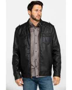 Cody James Men's Backwoods Distressed Faux Leather Moto Jacket - Big & Tall
