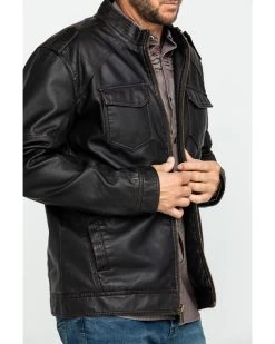 Cody James Men's Backwoods Distressed Faux Leather Moto Jacket - Big & Tall -Cody James 2000282519 200 P4