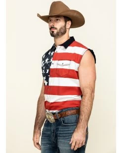 Cody James Men's American Flag Bubba Sleeveless Western Shirt  -Cody James 2000296071 600 P3