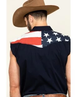 Cody James Men's American Flag Bubba Sleeveless Western Shirt  -Cody James 2000296071 600 P5