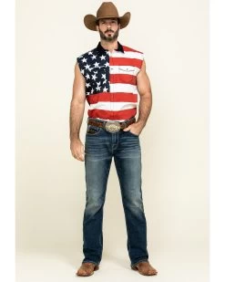 Cody James Men's American Flag Bubba Sleeveless Western Shirt  -Cody James 2000296071 600 P6