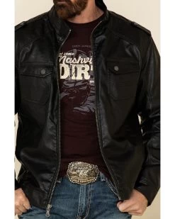 Cody James Men's Backwoods Distressed Faux Leather Moto Jacket - Tall -Cody James 2000325392 001 P4