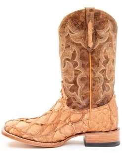 Cody James Men's Caramel Matte Pirarucu Exotic Western Boots - Broad Square Toe  -Cody James 2000351586 255 P3