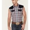 Cody James Men's Anthem Plaid Bubba Sleeveless Snap Western Shirt  