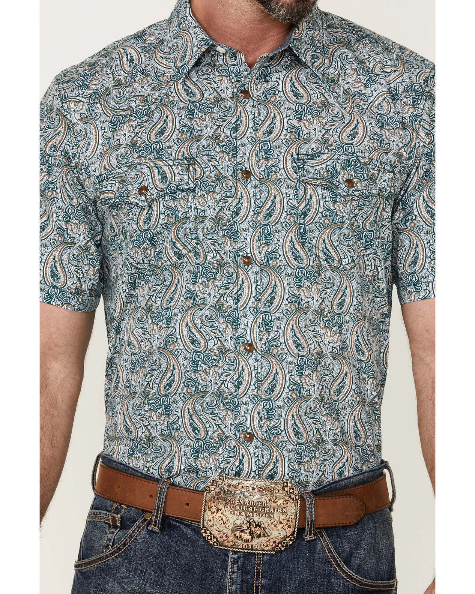 Cody James Men's Vista Paisley Print Short Sleeve Snap Western Shirt - Big & Tall 5 Cody James Men's Vista Paisley Print Short Sleeve Snap Western Shirt - Big & Tall - Image 3