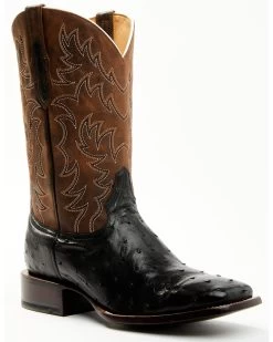 Cody James Men's Saddle Black Full-Quill Ostrich Exotic Western Boots - Broad Square Toe -Cody James 2000359778 001 P1 1