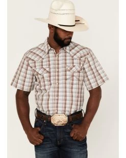 Cody James Men's Mount Vernon Small Plaid Short Sleeve Pearl Snap Western Shirt 