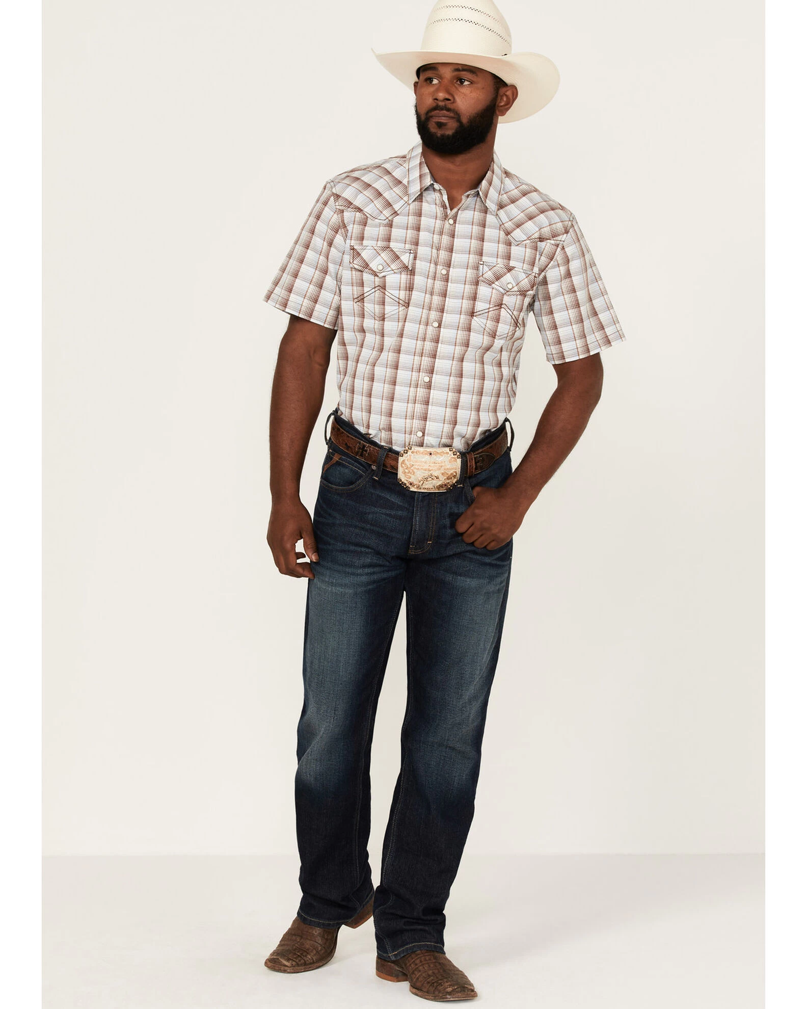 Cody James Men's Mount Vernon Small Plaid Short Sleeve Pearl Snap Western Shirt 4 Cody James Men's Mount Vernon Small Plaid Short Sleeve Pearl Snap Western Shirt - Image 2