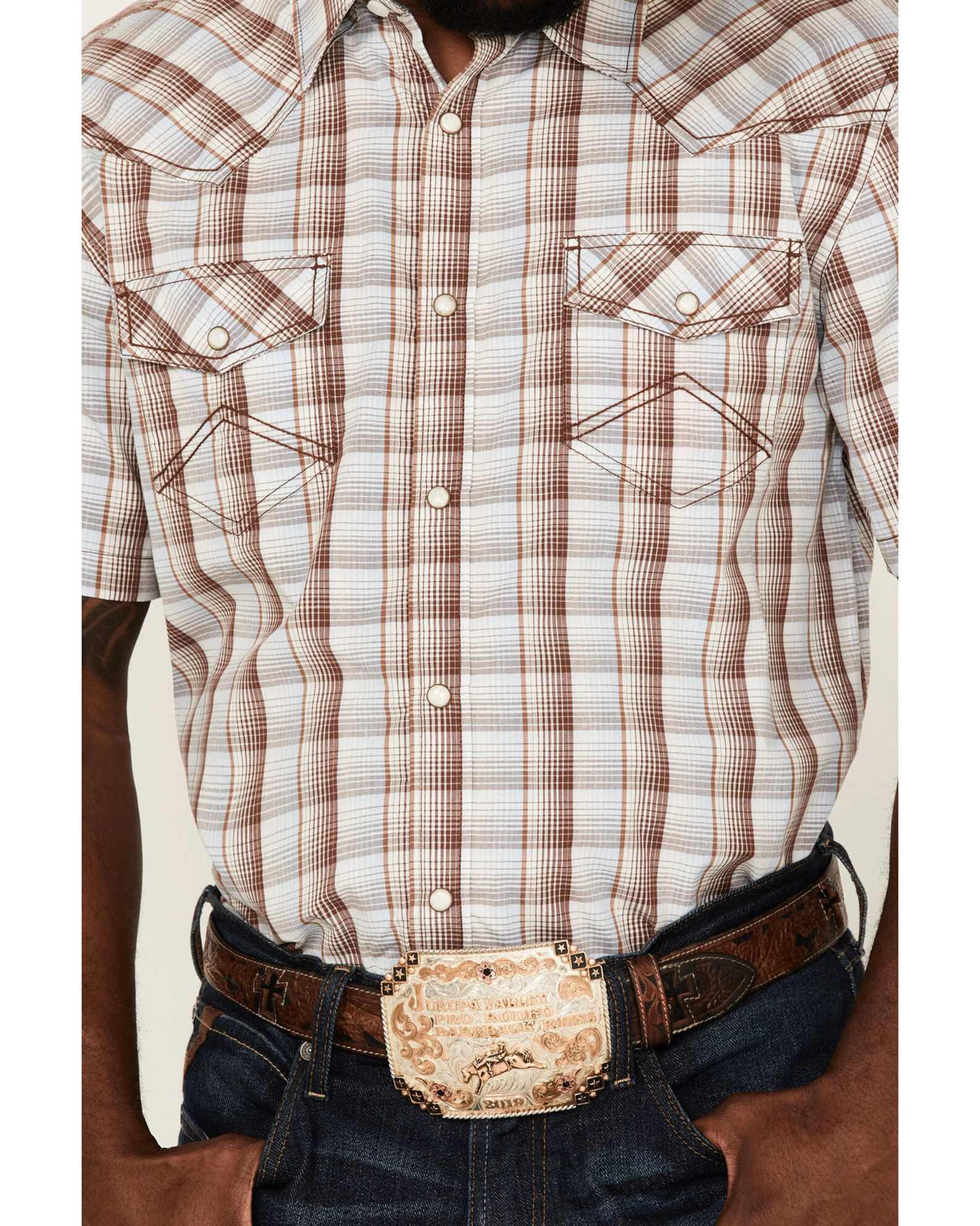 Cody James Men's Mount Vernon Small Plaid Short Sleeve Pearl Snap Western Shirt 5 Cody James Men's Mount Vernon Small Plaid Short Sleeve Pearl Snap Western Shirt - Image 3