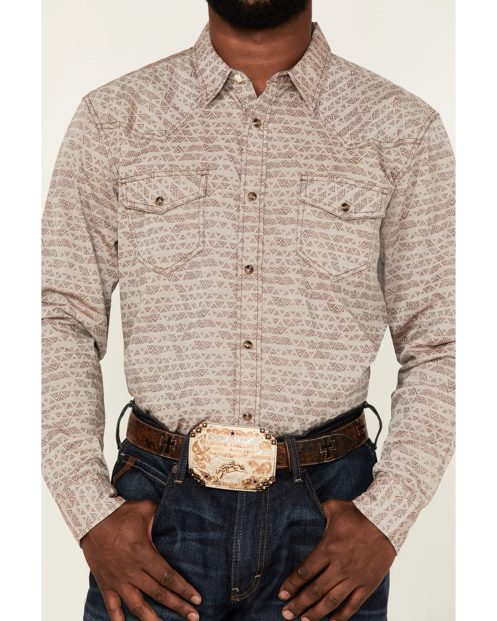 Cody James Men's Century Southwestern Jacquard Print Long Sleeve Snap Western Shirt 5 Cody James Men's Century Southwestern Jacquard Print Long Sleeve Snap Western Shirt - Image 3