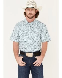 Cody James Men's Wagon Southwestern Print Short Sleeve Western Snap Shirt 