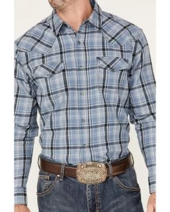 Cody James Men's Stream Plaid Print Long Sleeve Pearl Snap Western Flannel Shirt  -Cody James 2000374125 400 P3