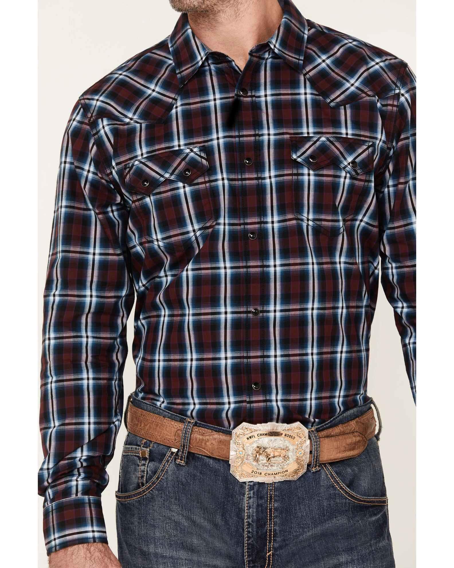 Cody James Men's Poker Night Plaid Print Long Sleeve Snap Western Shirt 5 Cody James Men's Poker Night Plaid Print Long Sleeve Snap Western Shirt - Image 3