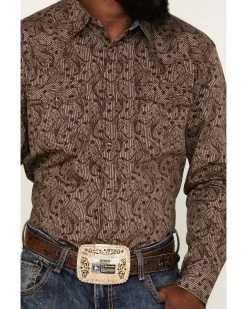 Cody James Men's Linear Paisley Print Long Sleeve Snap Western Shirt -Cody James 2000380454 200 P3