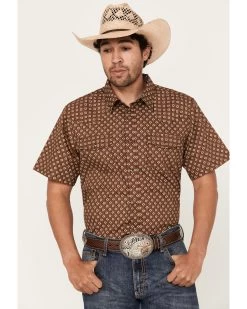 Cody James Men's Rabbit Foot Geo Print Short Sleeve Snap Western Shirt