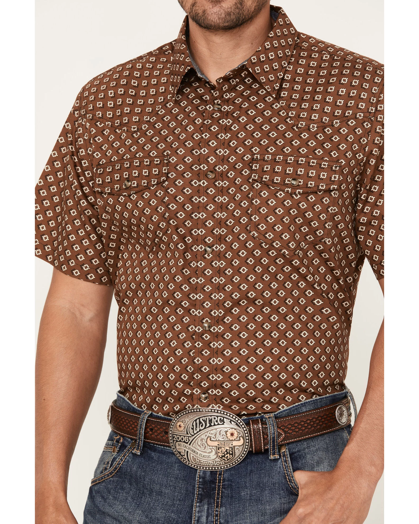 Cody James Men's Rabbit Foot Geo Print Short Sleeve Snap Western Shirt 5 Cody James Men's Rabbit Foot Geo Print Short Sleeve Snap Western Shirt - Image 3