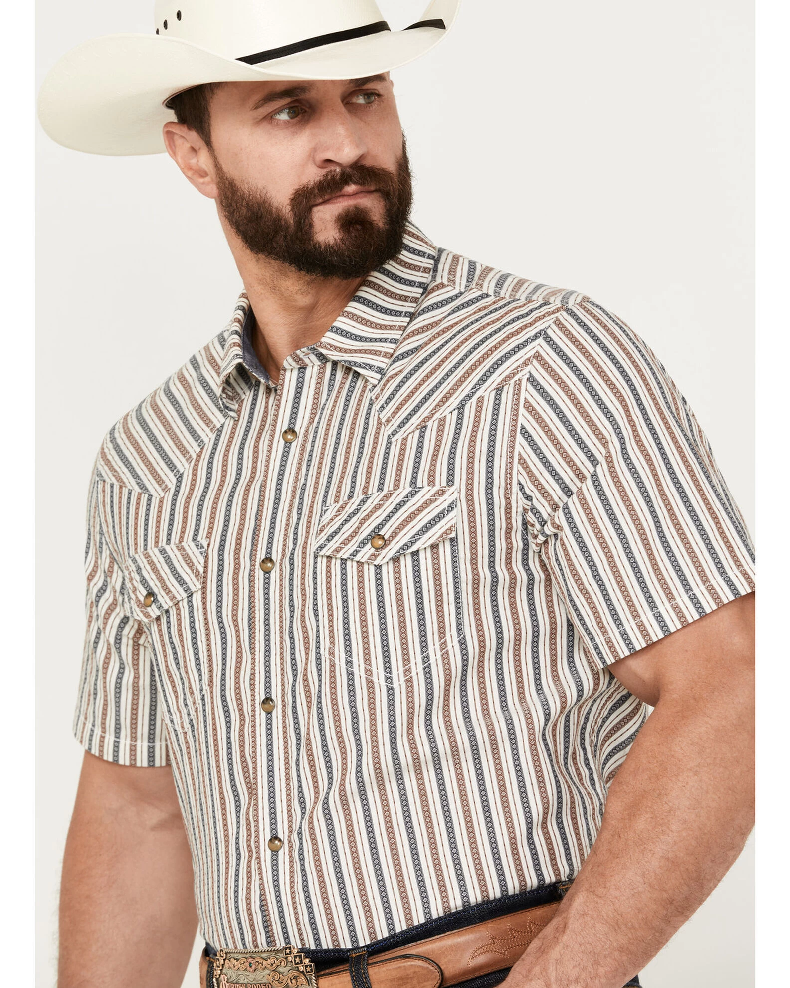 Cody James Men's Tie Down Striped Short Sleeve Western Snap Shirt 4 Cody James Men's Tie Down Striped Short Sleeve Western Snap Shirt - Image 2
