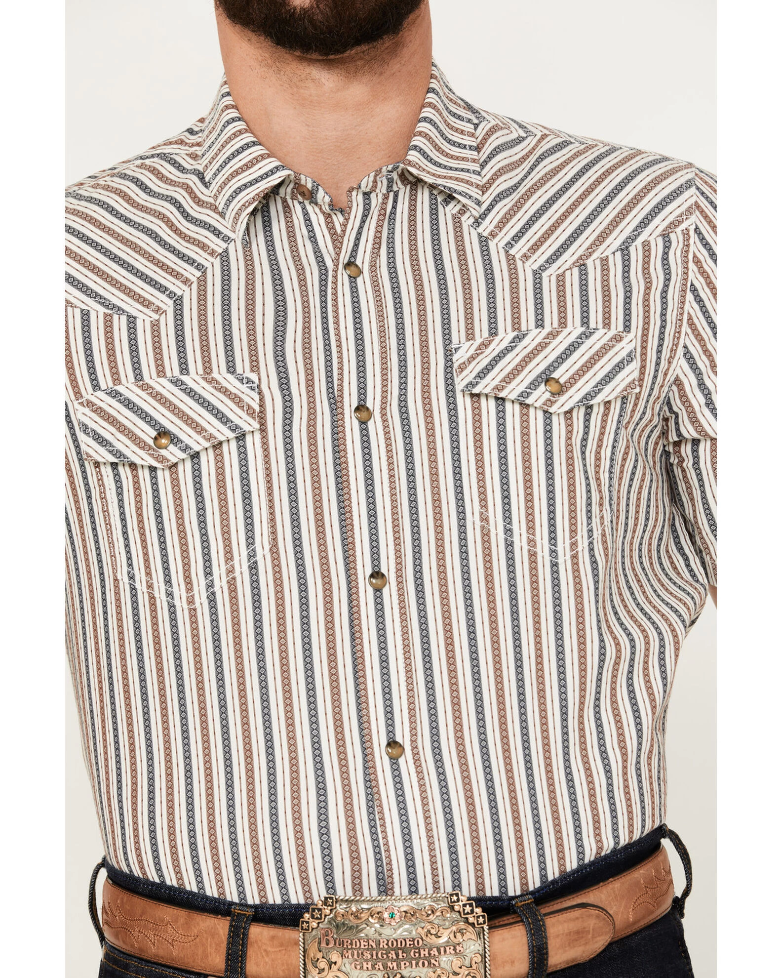 Cody James Men's Tie Down Striped Short Sleeve Western Snap Shirt 5 Cody James Men's Tie Down Striped Short Sleeve Western Snap Shirt - Image 3